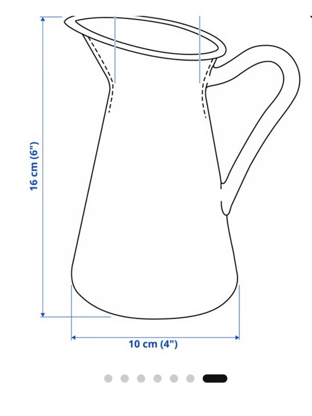 Off White Steel / Enamel Pitcher / Vase - Picture 4 of 4